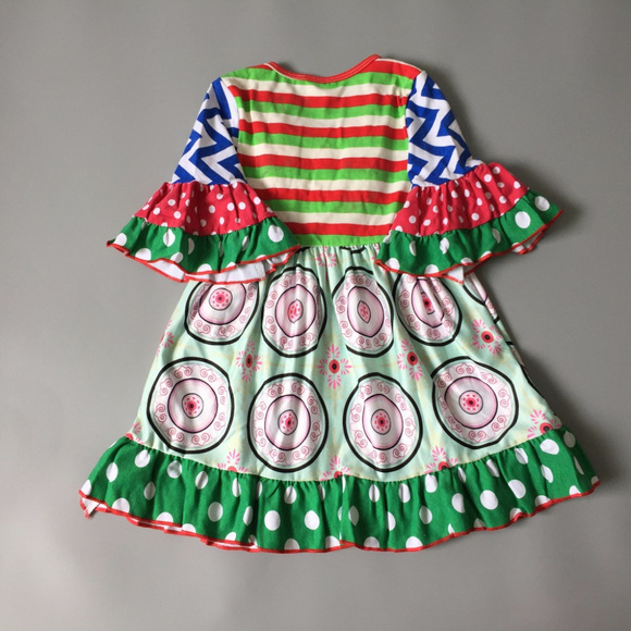 Boutique Green Multi Print Ruffle Dress - Picture 2 of 2